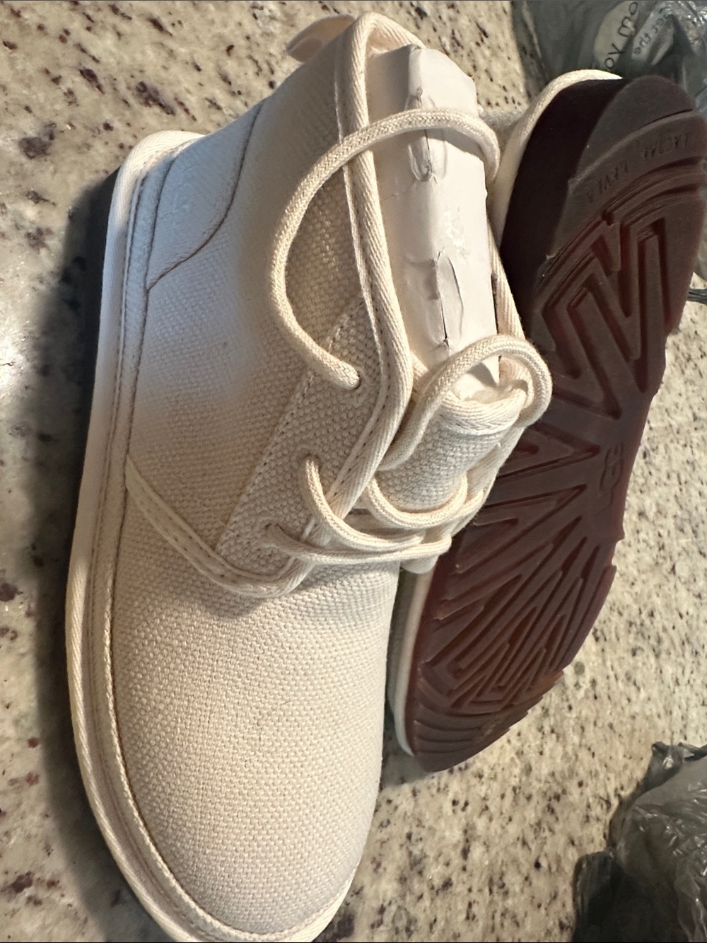 UGG Men's Chukka Boots in Cream Canvas with Dark Brown Outsole